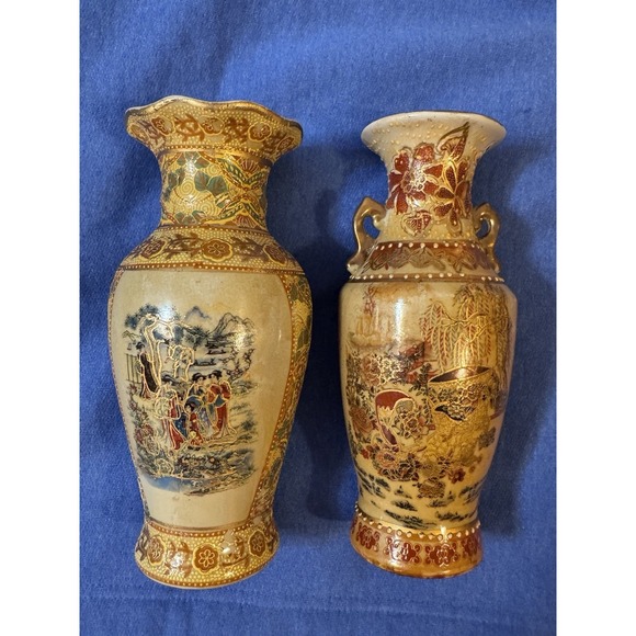 2‎ Vintage Japanese Royal Satsuma Vases 7.5 x 4